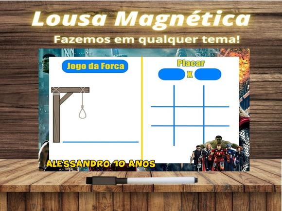 Lousa Magnética + Jogo da Velha + Forca Vingadores com Emb.