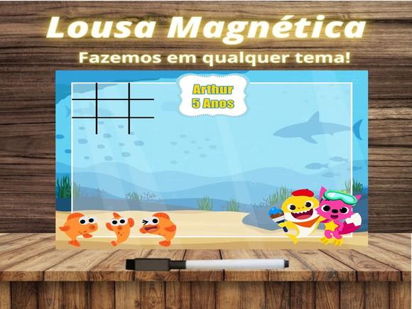 Lousa Magnética + Jogo da Velha Baby Shark com Embalagem