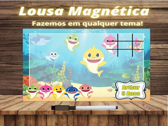 Lousa Magnética + Jogo da Velha Baby Shark com Embalagem