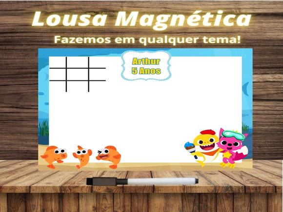 Lousa Magnética + Jogo da Velha Baby Shark com Embalagem