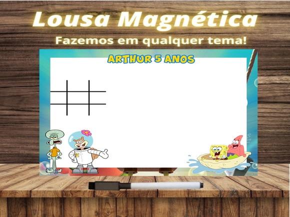 Lousa Magnética + Jogo da Velha Bob Esponja com Embalagem