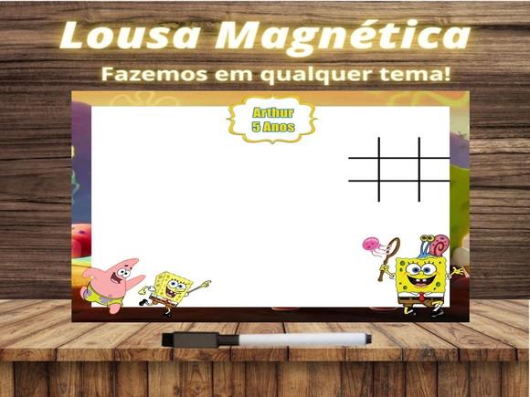 Lousa Magnética + Jogo da Velha Bob Esponja com Embalagem