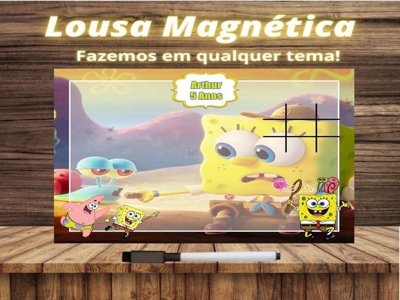 Lousa Magnética + Jogo da Velha Bob Esponja com Embalagem