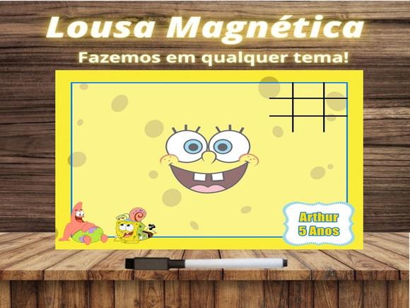 Lousa Magnética + Jogo da Velha Bob Esponja com Embalagem