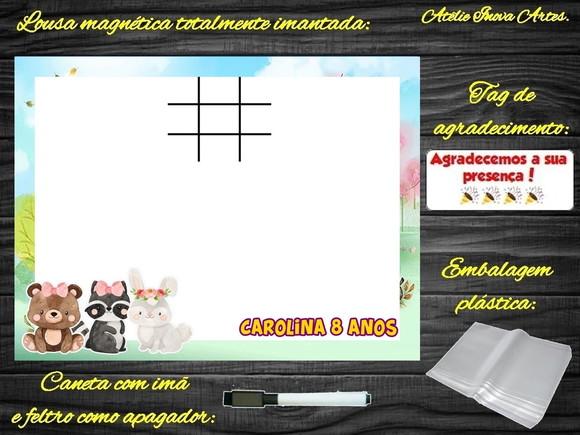 Lousa Magnética + Jogo da Velha Bosque Encantado c Embalagem