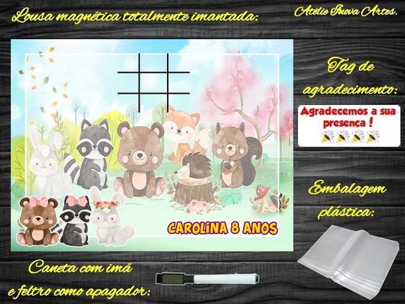Lousa Magnética + Jogo da Velha Bosque Encantado c Embalagem