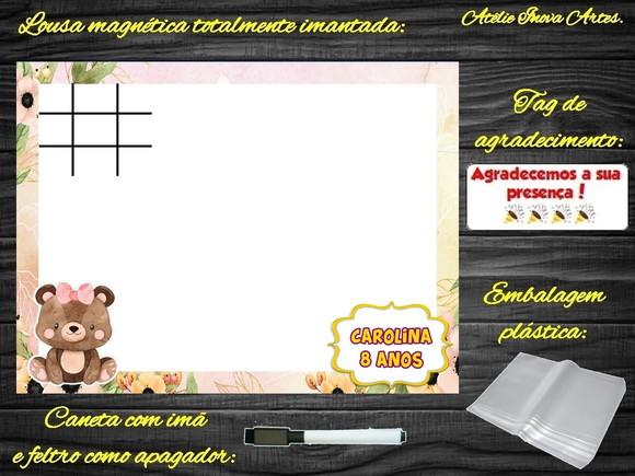 Lousa Magnética + Jogo da Velha Bosque Encantado c Embalagem
