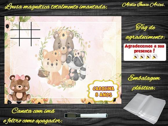 Lousa Magnética + Jogo da Velha Bosque Encantado c Embalagem