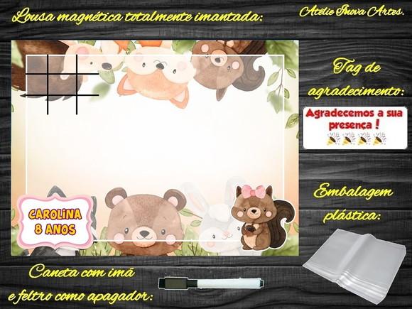 Lousa Magnética + Jogo da Velha Bosque Encantado c Embalagem