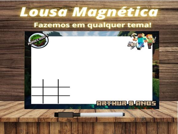 Lousa Magnética + Jogo da Velha Minecraft com Embalagem