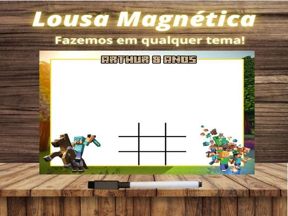 Lousa Magnética + Jogo da Velha Minecraft com Embalagem