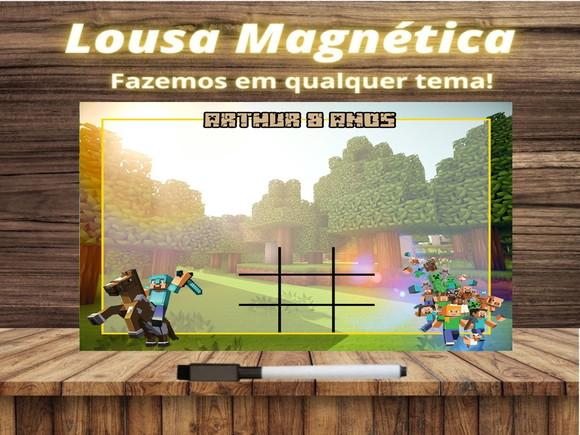 Lousa Magnética + Jogo da Velha Minecraft com Embalagem