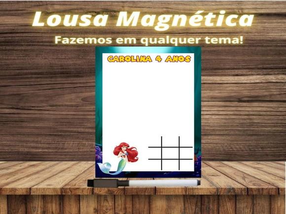 Lousa Magnética + Jogo da Velha Pequena Sereia com Embalagem
