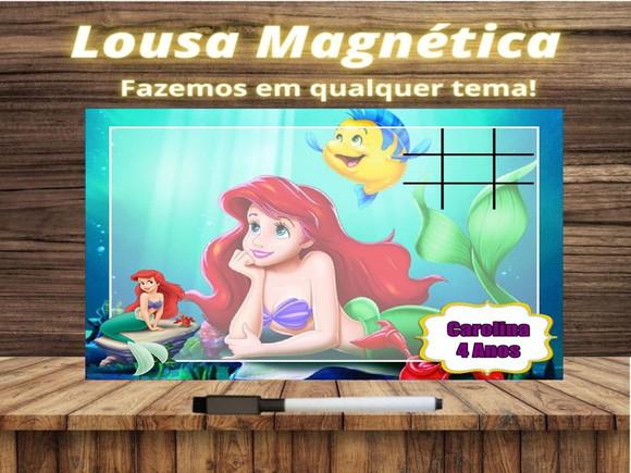 Lousa Magnética + Jogo da Velha Pequena Sereia com Embalagem