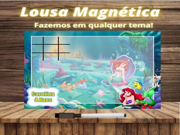 Lousa Magnética + Jogo da Velha Pequena Sereia com Embalagem