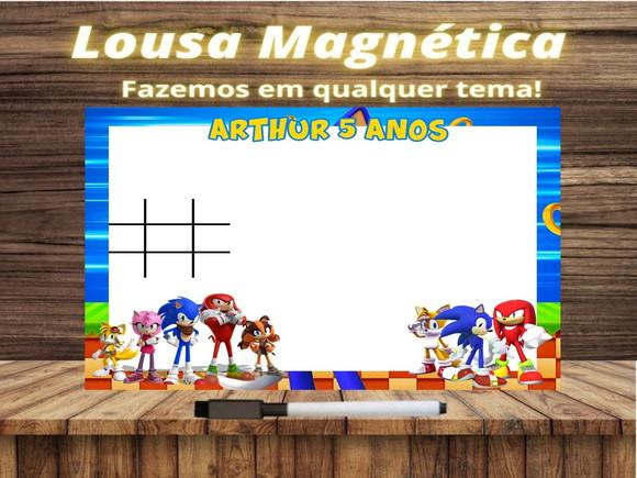 Lousa Magnética + Jogo da Velha Sonic com Embalagem