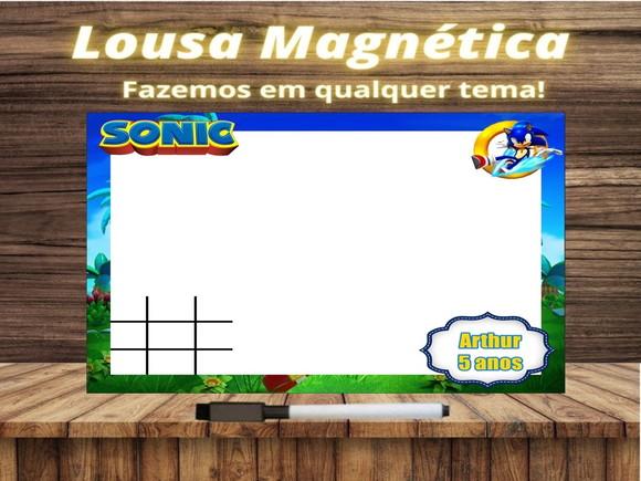 Lousa Magnética + Jogo da Velha Sonic com Embalagem
