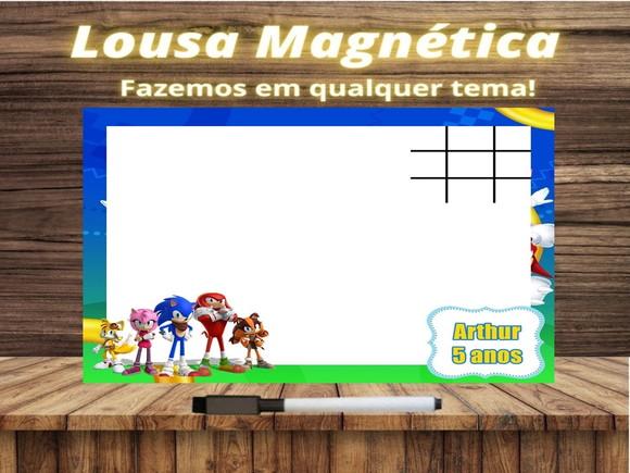 Lousa Magnética + Jogo da Velha Sonic com Embalagem