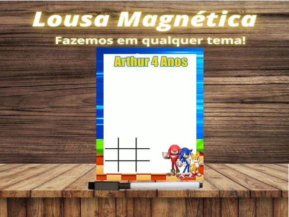Lousa Magnética + Jogo da Velha Sonic com Embalagem