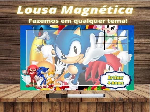 Lousa Magnética + Jogo da Velha Sonic com Embalagem