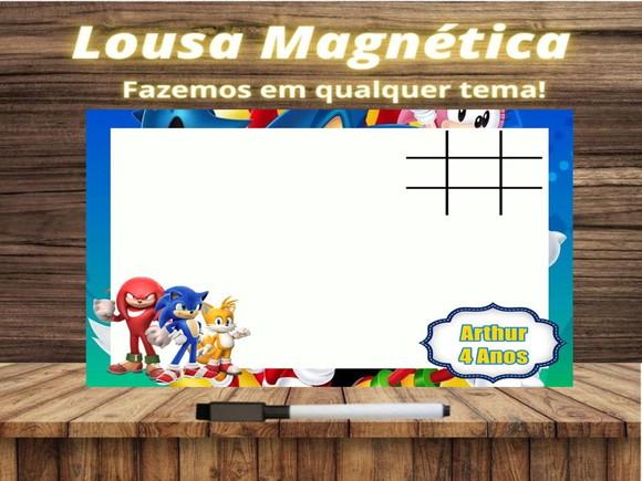 Lousa Magnética + Jogo da Velha Sonic com Embalagem