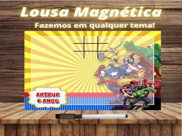 Lousa Magnética + Jogo da Velha Vingadores com Embalagem