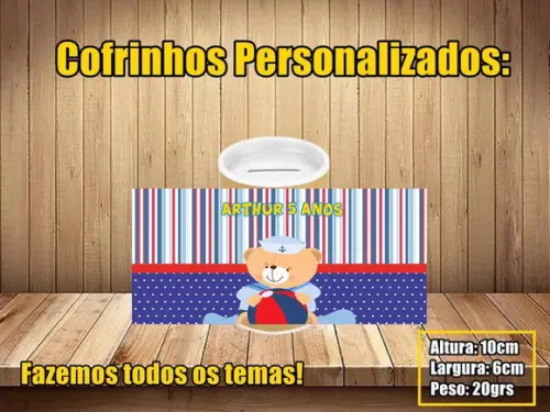 Cofrinho Personalizado Ursinho Marinheiro
