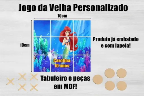 Jogo da Velha Personalizado Pequena Sereia