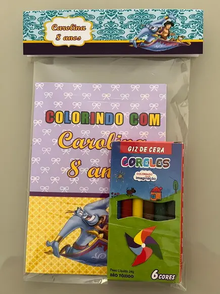 Kit para Colorir Revistinha com Giz de Cera Aladdin