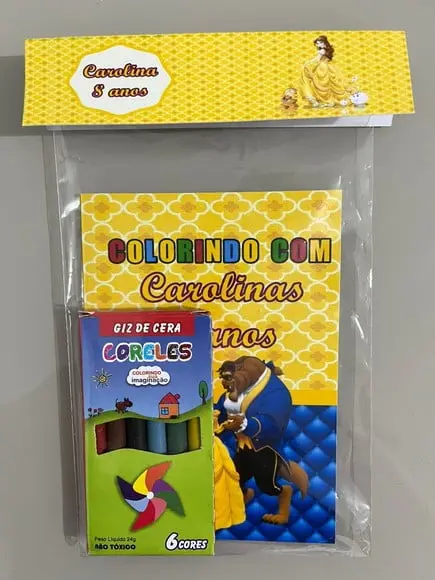 Kit para Colorir Revistinha com Giz de Cera Bela e a Fera