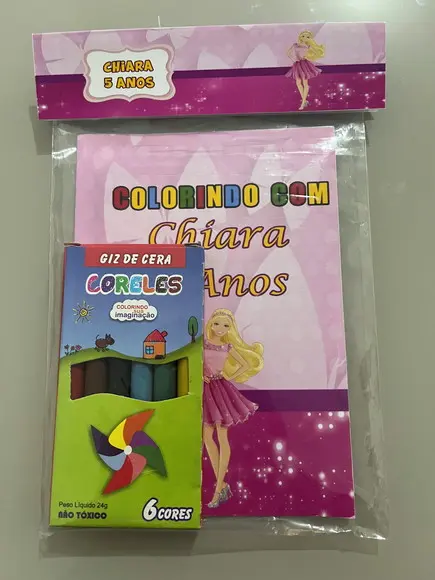 Kit para Colorir Revistinha com Giz de Cera Barbie
