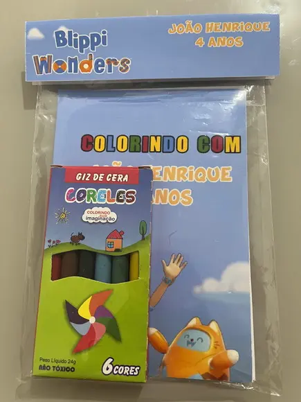 Kit para Colorir Revistinha com Giz de Cera Blippi Wonders