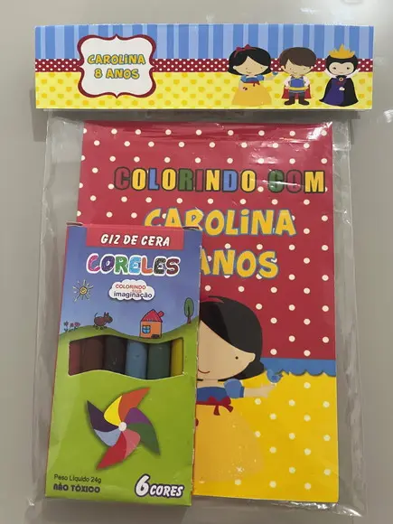 Kit para Colorir Revistinha com Giz de Cera Branca de Neve