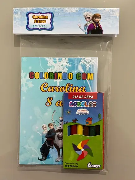 Kit para Colorir Revistinha com Giz de Cera Frozen