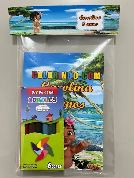 Kit para Colorir Revistinha com Giz de Cera Moana