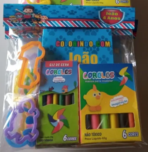 Kit para Colorir+kit Massinha c/ Giz de Cera Patrulha Canina