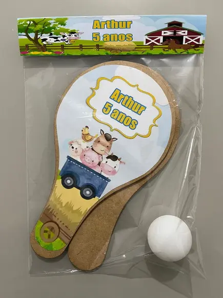 Kit Raquete para Ping Pong Personalizada Fazendinha