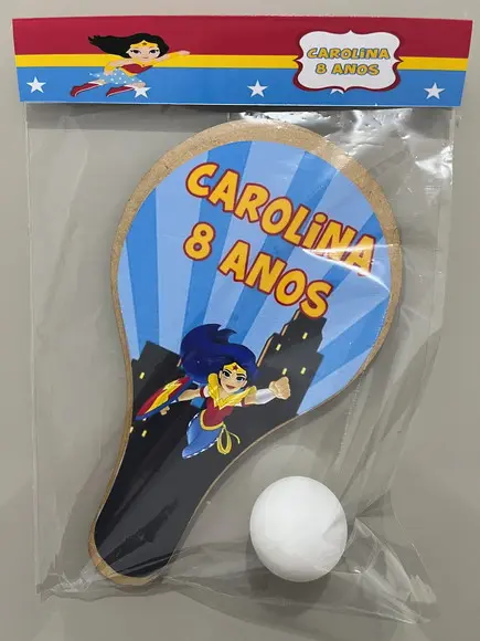 Kit Raquete para Ping Pong Personalizada Mulher Maravilha
