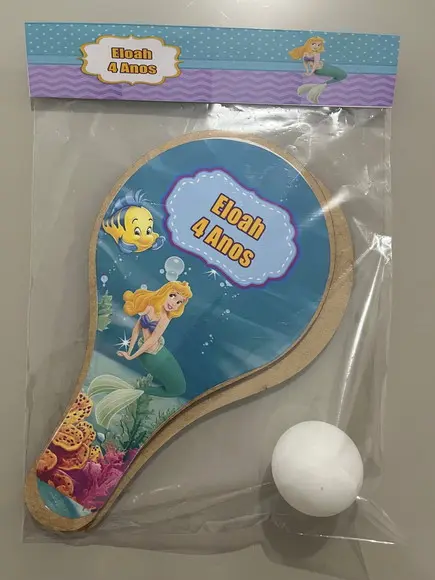 Kit Raquete para Ping Pong Personalizada Pequena Sereia