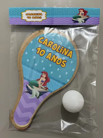 Kit Raquete para Ping Pong Personalizada Pequena Sereia