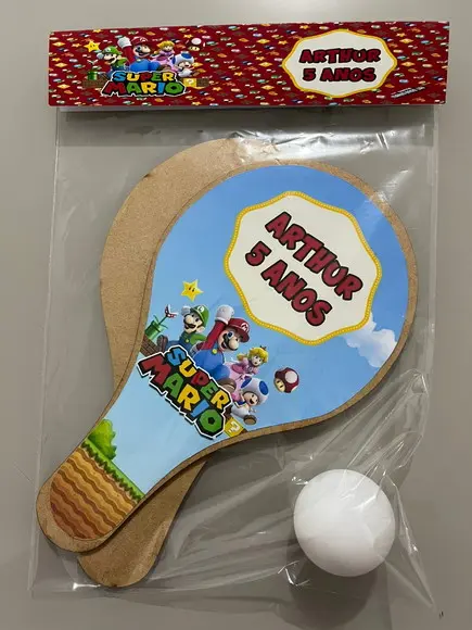 Kit Raquete para Ping Pong Personalizada Super Mário