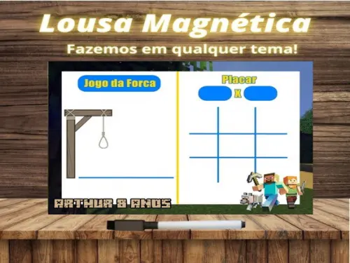 Lousa Magnética + J.v + Forca Minecraft com Embalagem