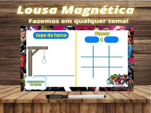 Lousa Magnética + J.v + Forca Vingadores com Embalagem