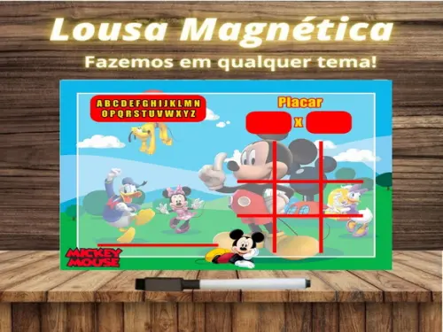 Lousa Magnética + Jogo da Velha + Forca Mickey com Embalagem