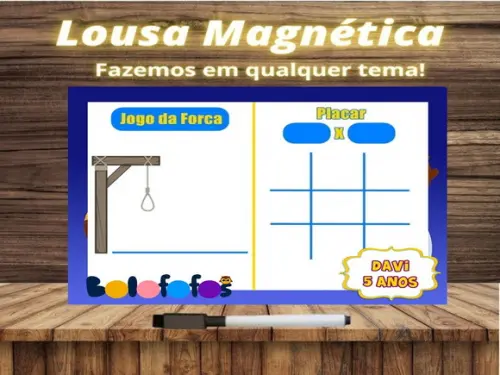 Lousa Magnética + Jogo da Velha + Forca Bolofofos com Emb.
