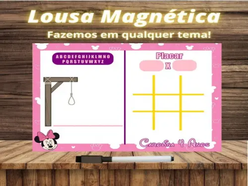 Lousa Magnética + Jogo da Velha + Forca Minnie com Embalagem