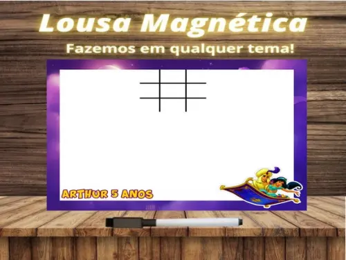 Lousa Magnética + Jogo da Velha Aladdin com Embalagem