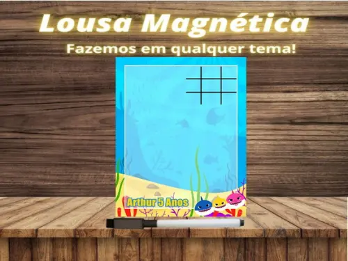 Lousa Magnética + Jogo da Velha Baby Shark com Embalagem