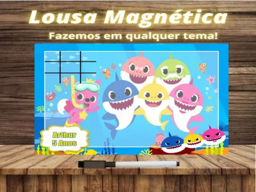 Lousa Magnética + Jogo da Velha Baby Shark com Embalagem
