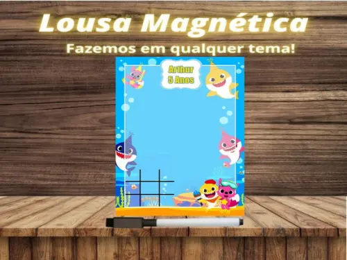 Lousa Magnética + Jogo da Velha Baby Shark com Embalagem